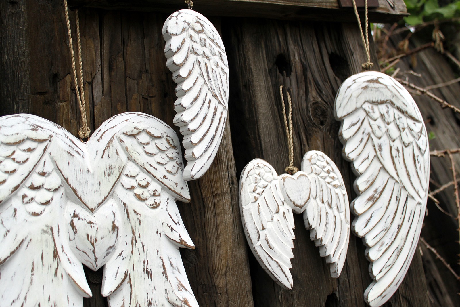 Hand Crafted Double Angel Wing & Heart 24cm Ancient Wisdom