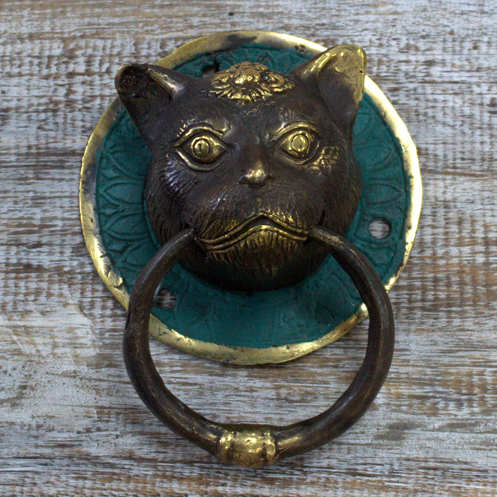 Wholesale Brass Door Knocker Cats Head Ancient Wisdom Giftware Supplier