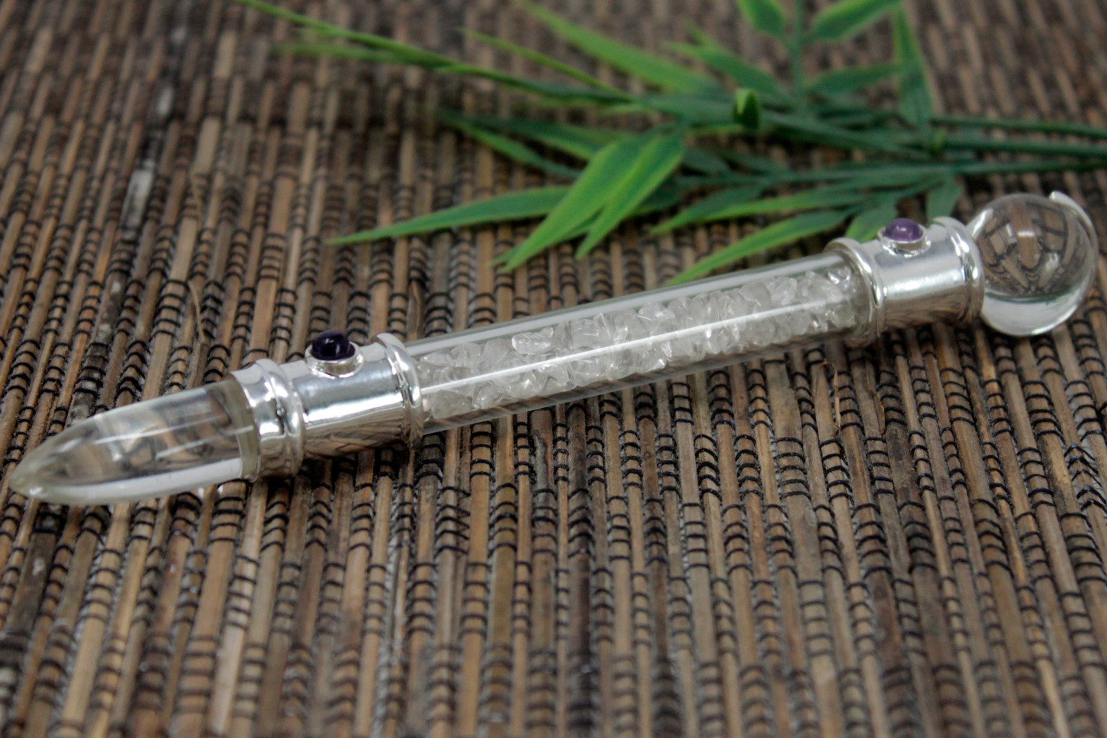 Crystal Healing Wand Silver plated Quartz Ancient Wisdom