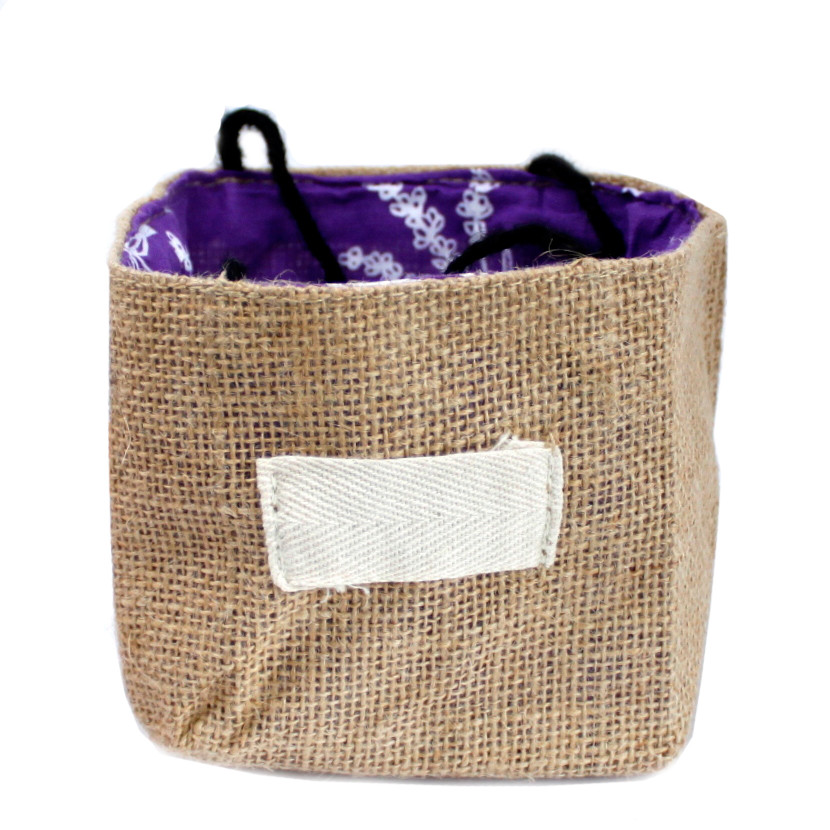 Wholesale Natural Jute Cotton Gift Bag Lavender Lining Medium Ancient Wisdom Giftware Supplier