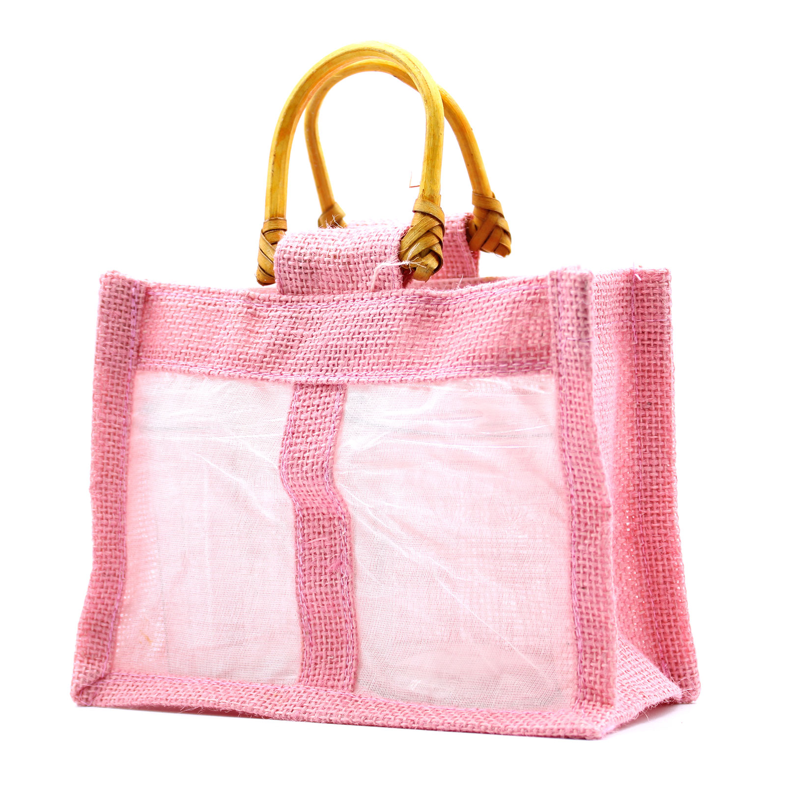 Wholesale Pure Jute and Cotton Window Gift Bag Two Jars Rose
