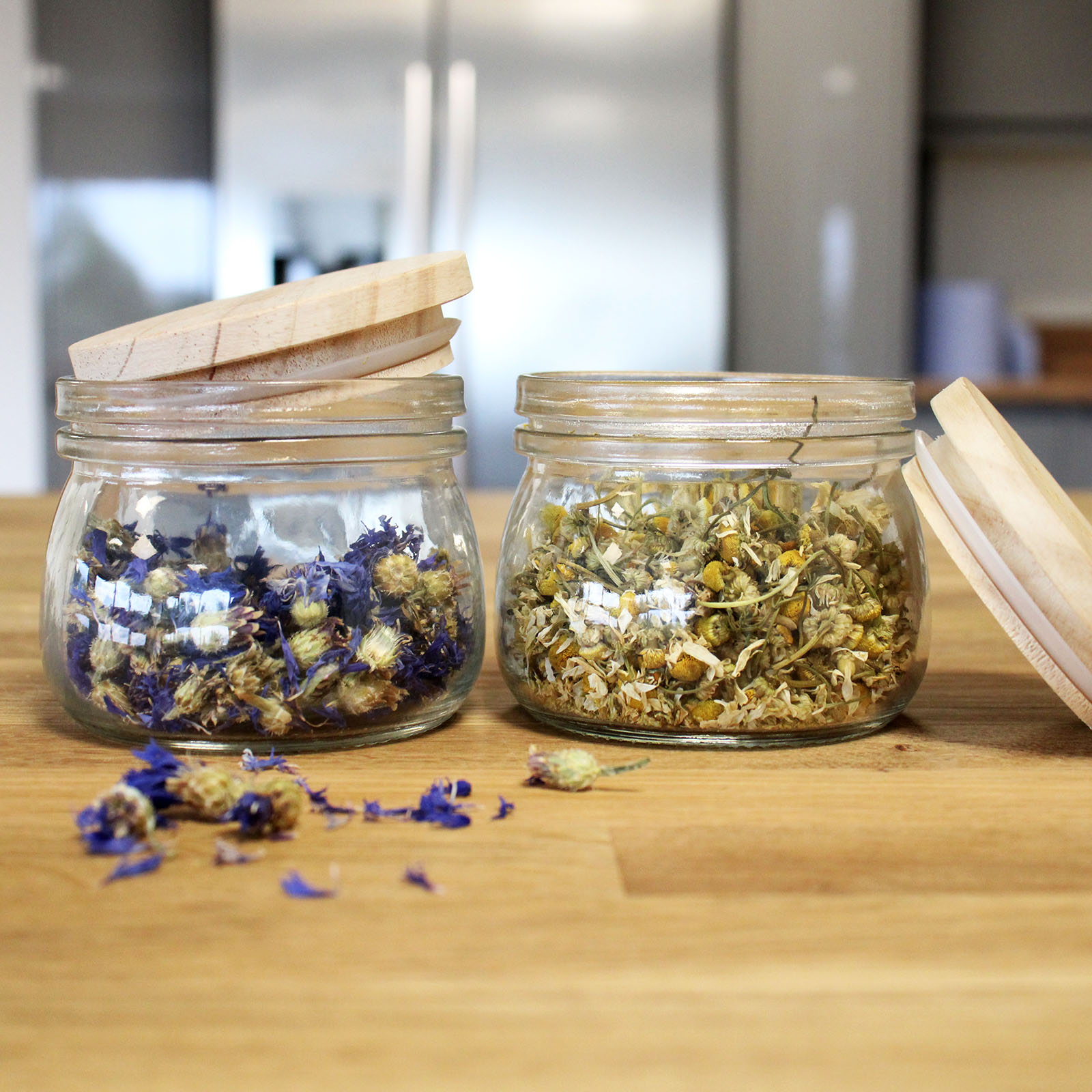 Wholesale 250ml Glass Jar with Plane Wood Lid Ancient Wisdom Giftware