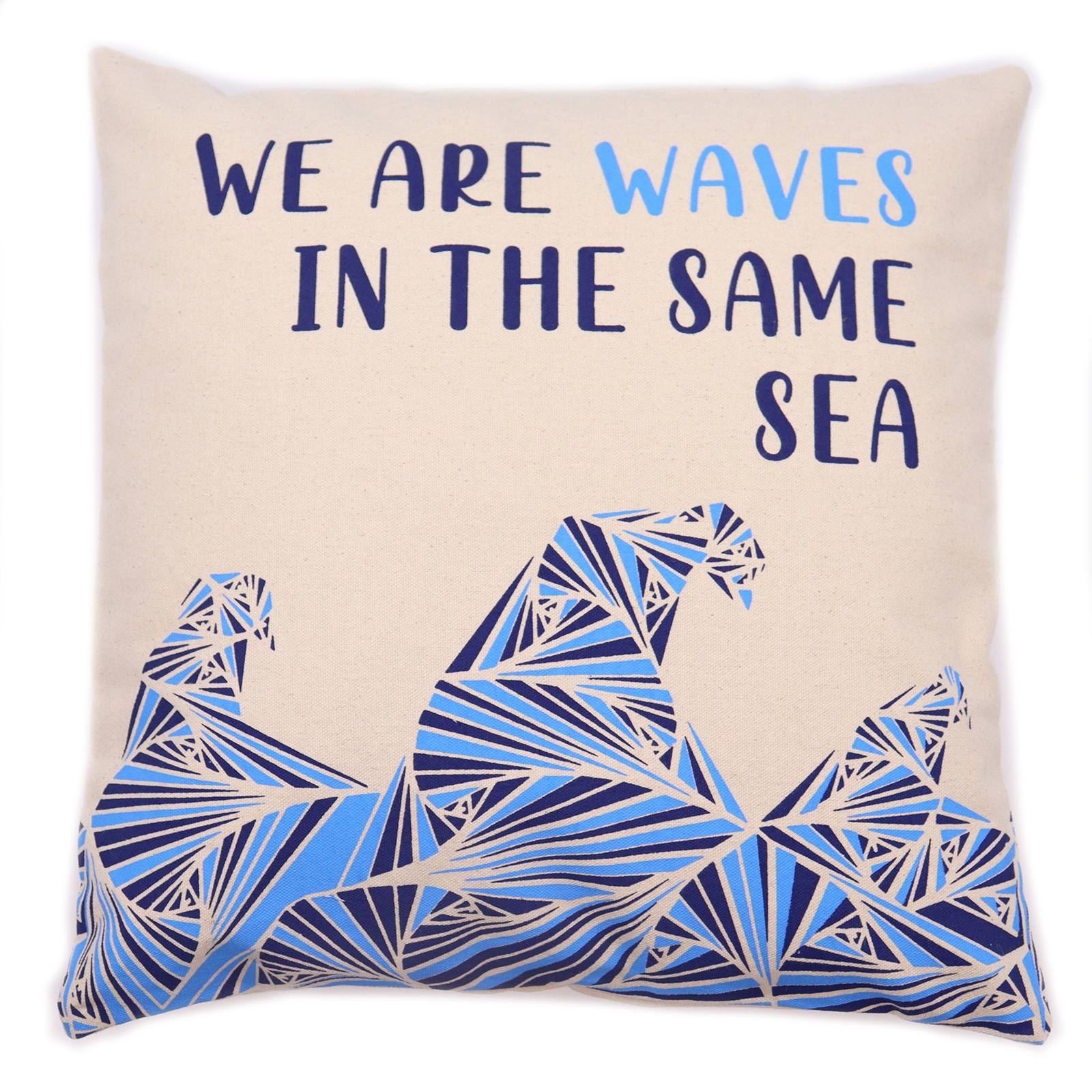 Wholesale Printed Cotton Cushion Cover Waves Ancient Wisdom