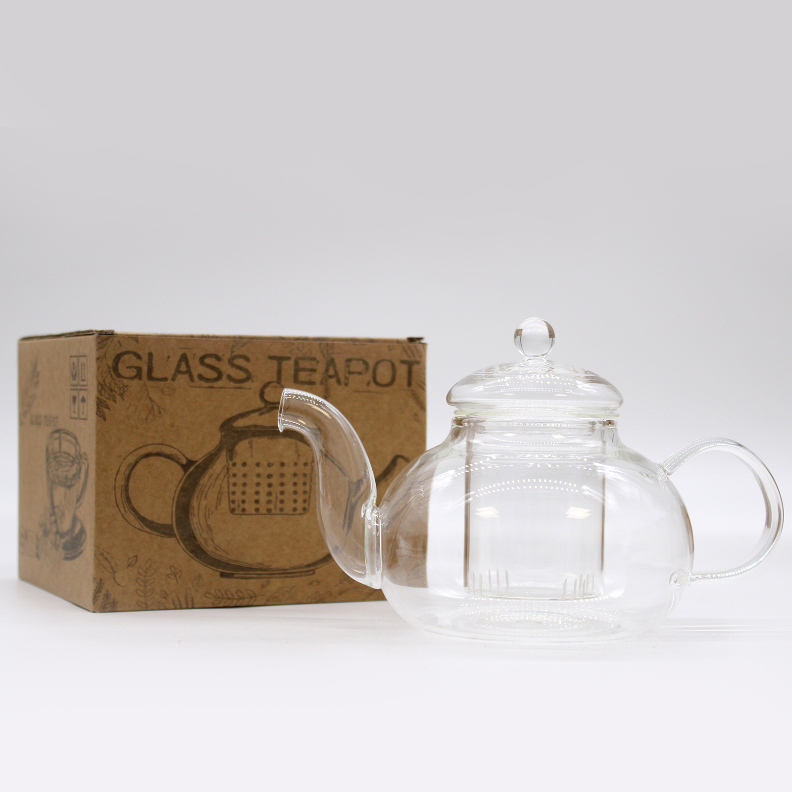 Wholesale Glass Infuser Teapot Round Pearl 800ml Ancient Wisdom