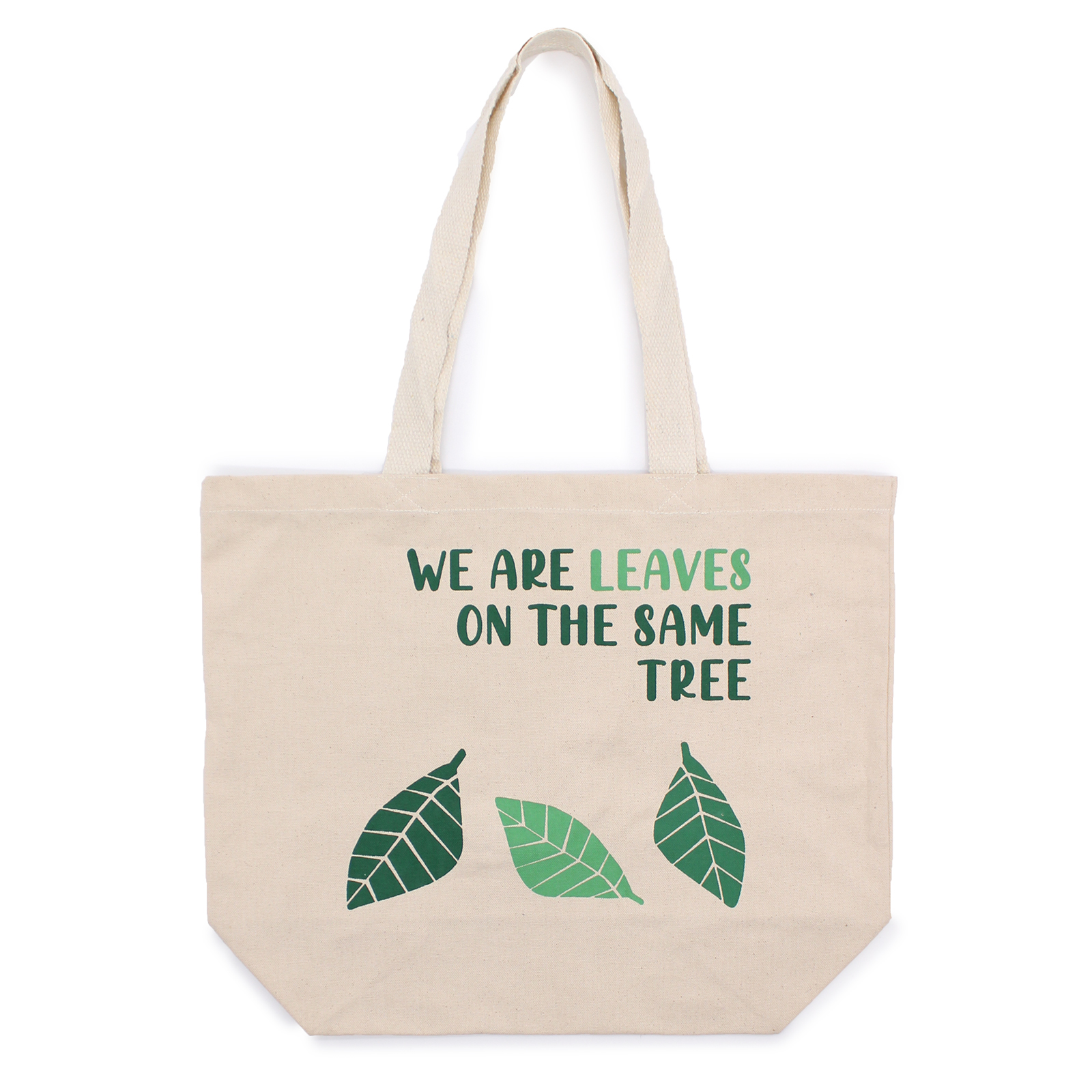 Wholesale Printed Cotton Bag We are Leaves Yellow, Blue and Natural Ancient Wisdom