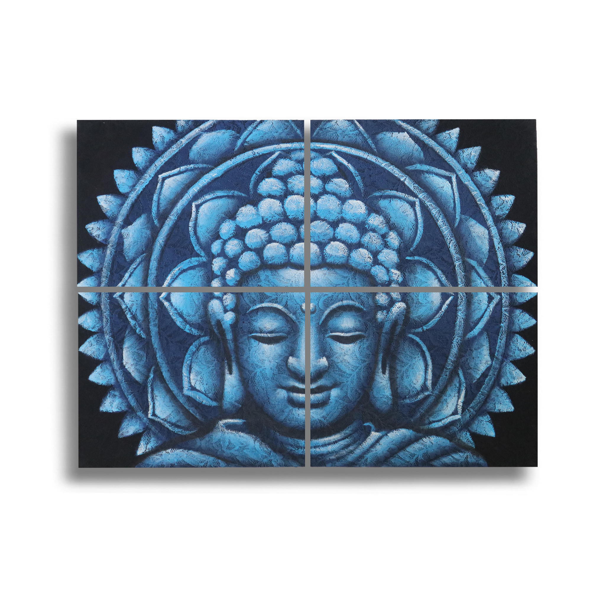 Wholesale Blue Buddha Mandala Brocade Detail 30x40cm x 4 Ancient