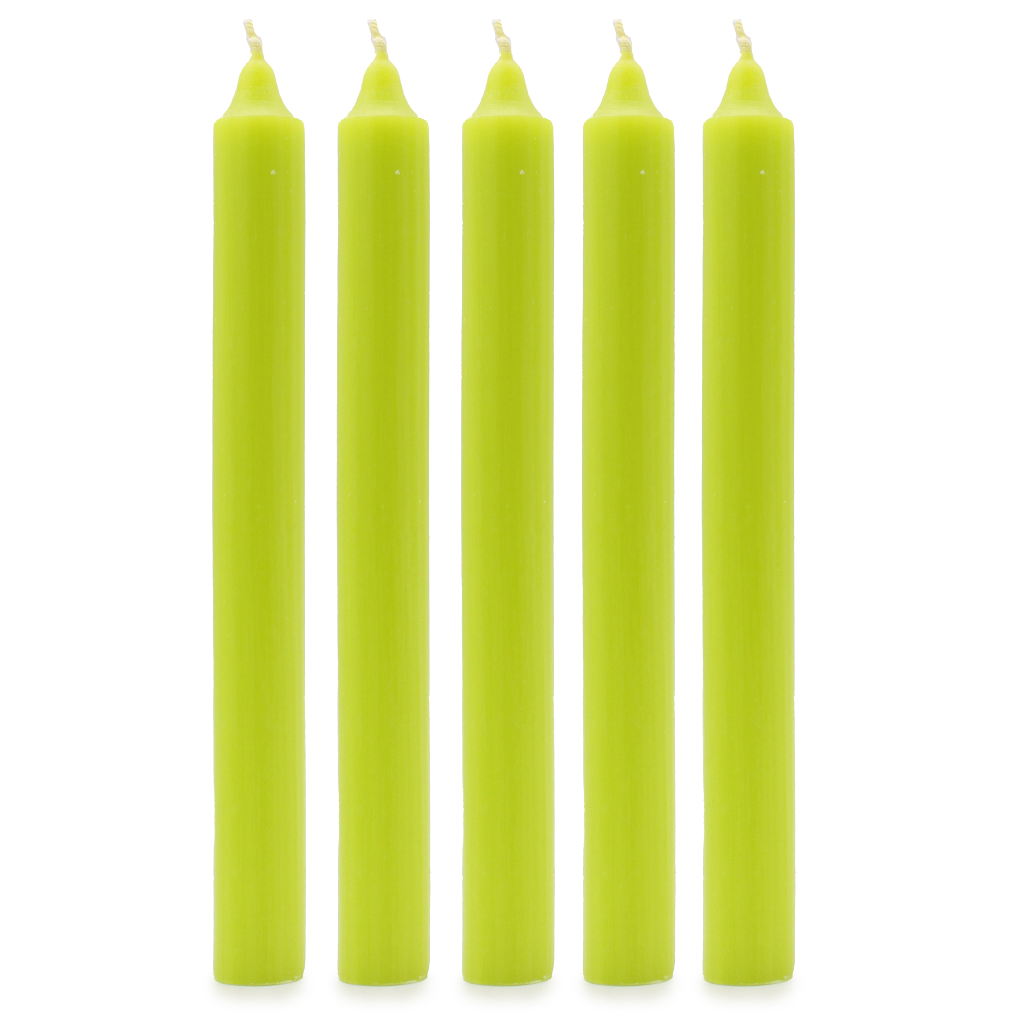 Wholesale Bulk Solid Colour Dinner Candles Rustic Lime Green Pack of 100 Ancient Wisdom