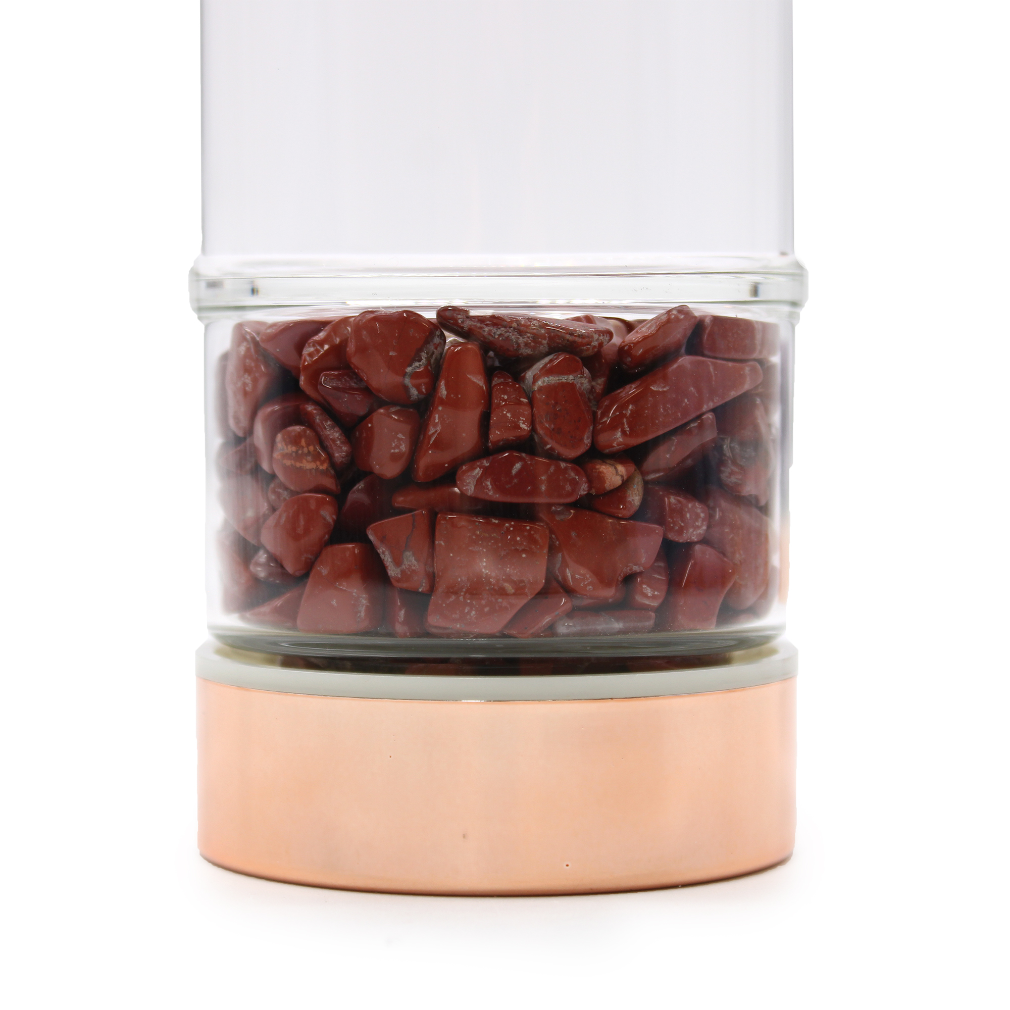 Wholesale Crystal Glass Tea Infuser Bottle Rose Gold Red Jasper