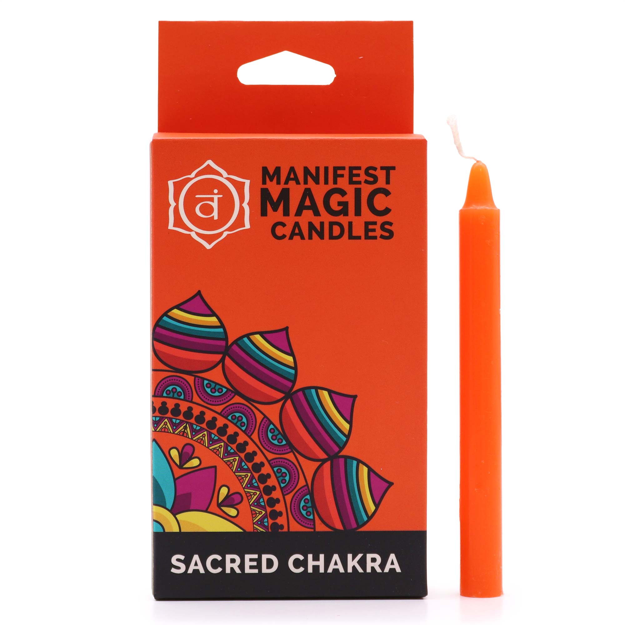 Wholesale Manifest Magic Candles (pack of 12) Orange Sacred Chakra Ancient Wisdom Giftware
