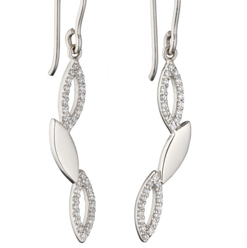 Fiorelli Navette Zigzag Silver CZ Earrings Andrew Berry Jewellery