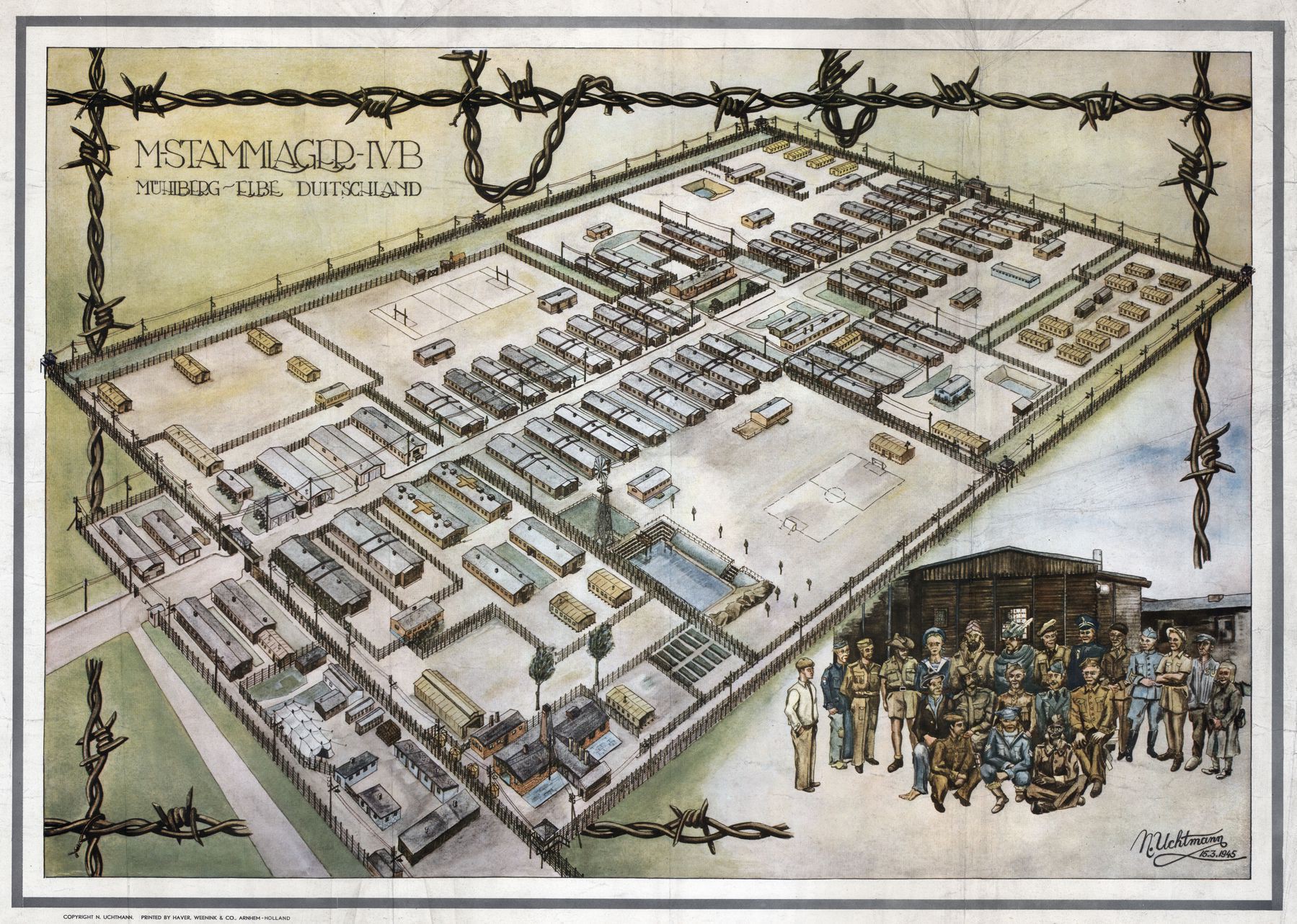 1945 map of Stalag IVB in Mühlberg, Germany