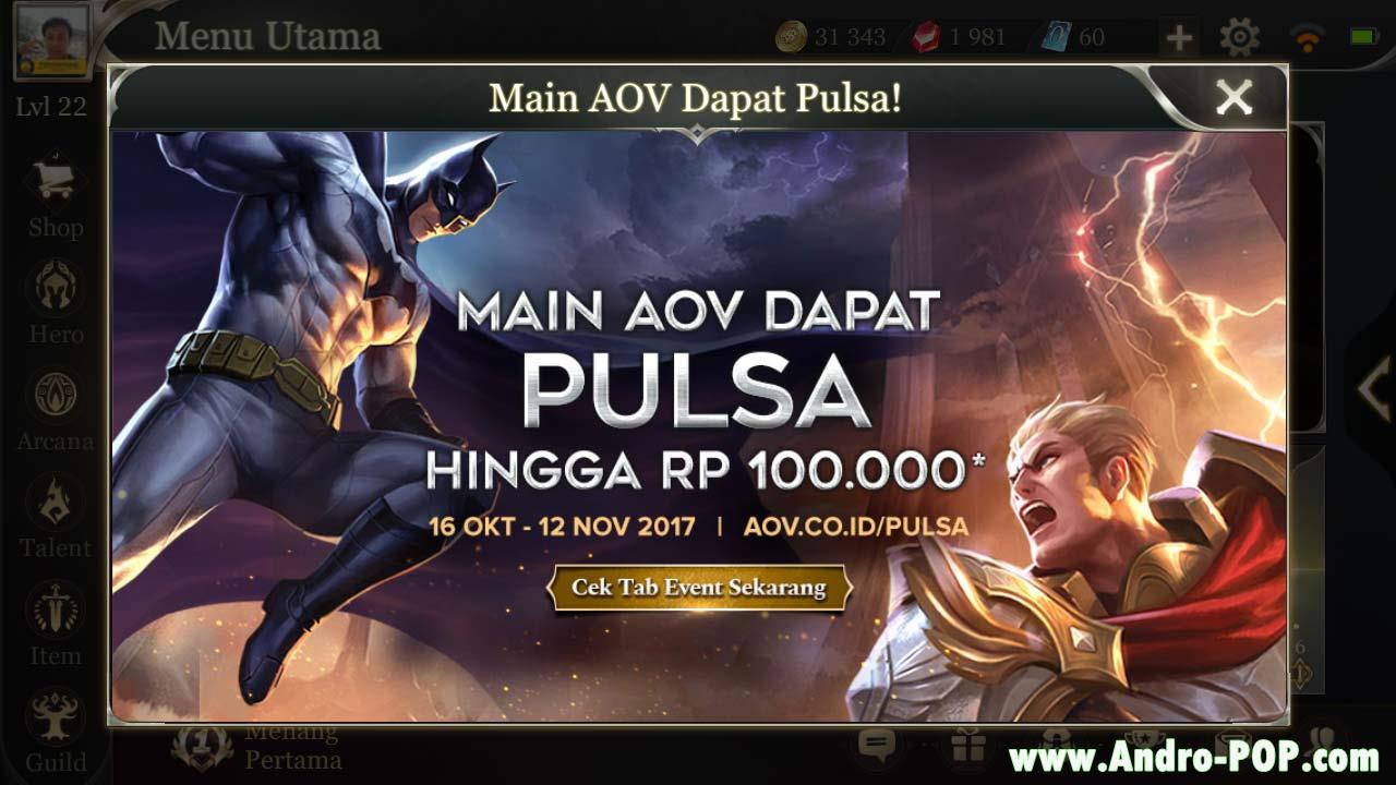 Cara Tukar Token Pulsa di Game Garena AOV (Arena of Valor)