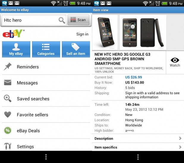 eBay bringt AndroidApp auf den neuesten Stand