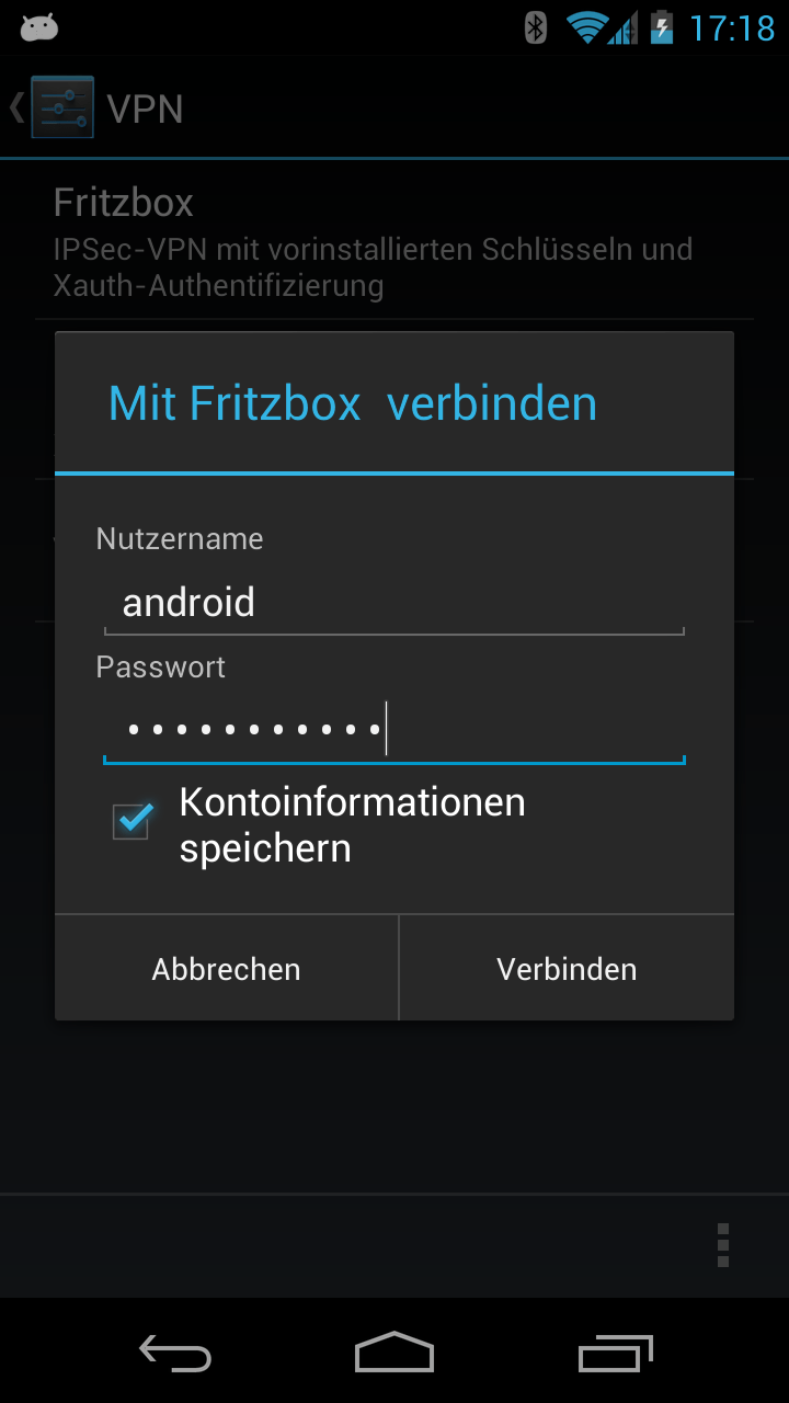 Sicherer Tunnel zur FRITZ!Box Android User
