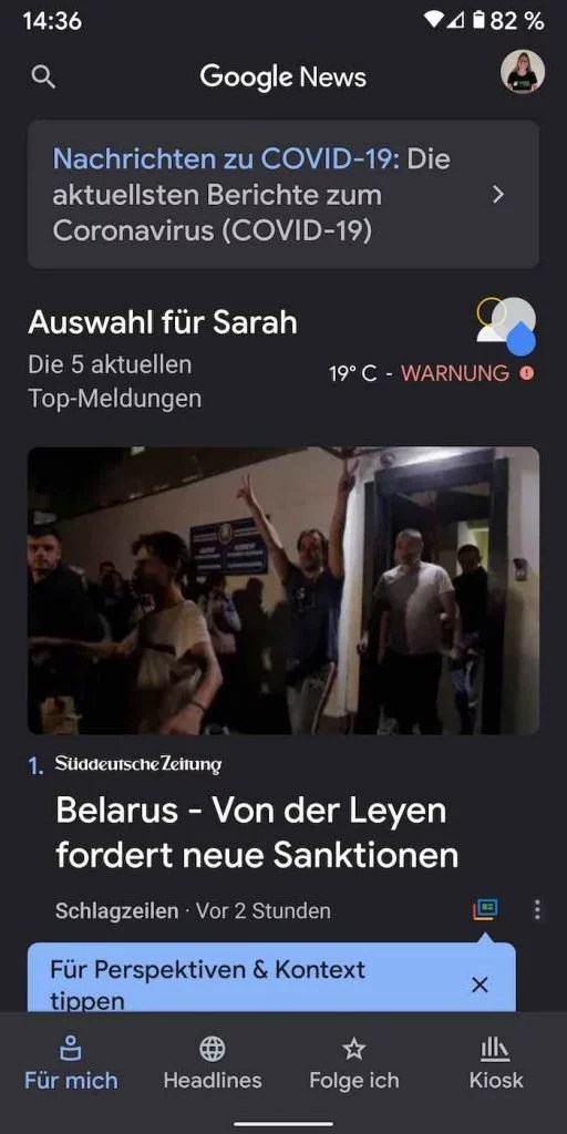 Google News Wetterwarnungen, Wetter Widget teils wieder mit Frosch