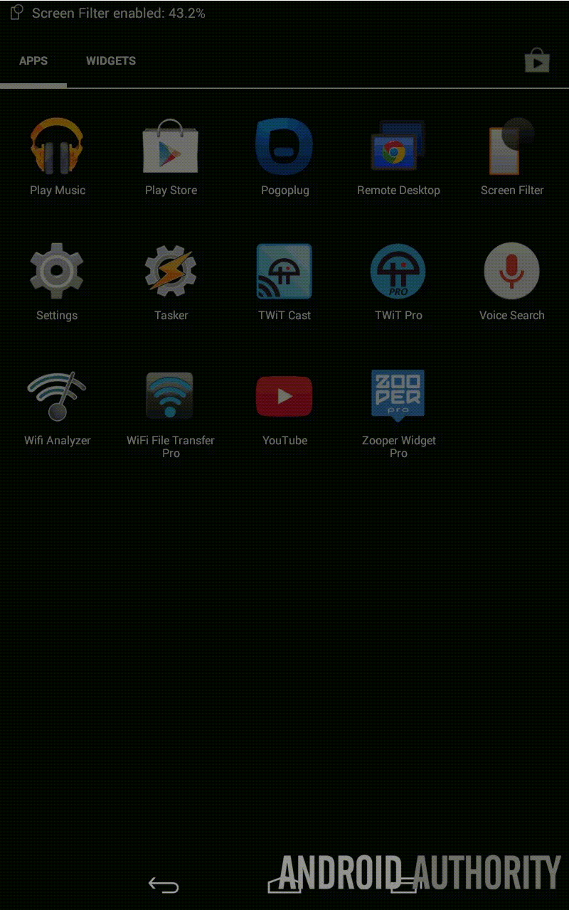 Android customization Screen Filter, dim your display to see in the