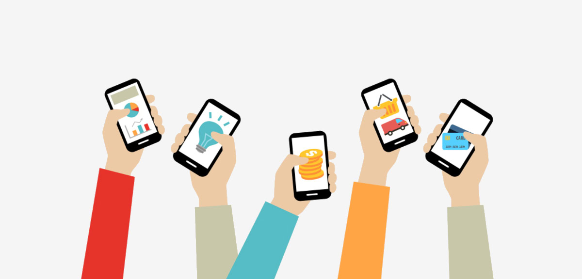 Mobile apps concept in flat design style.