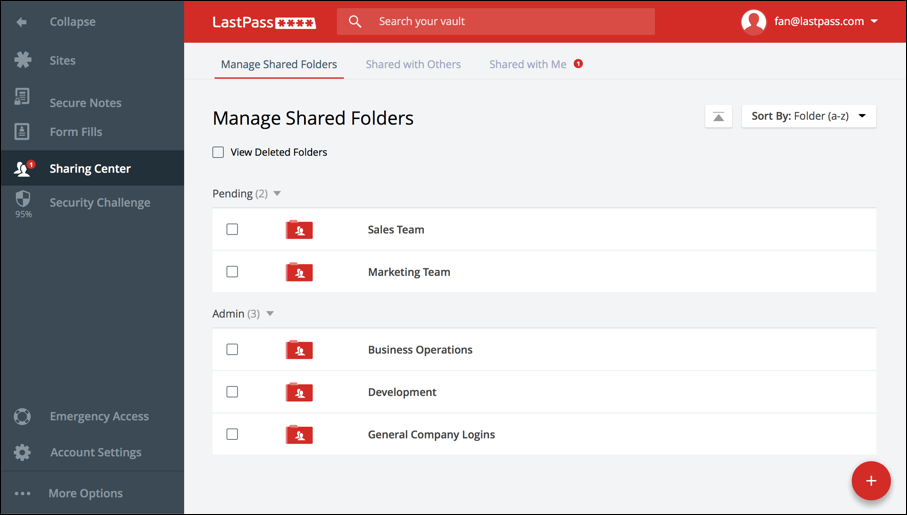 lastpass Sharing Center