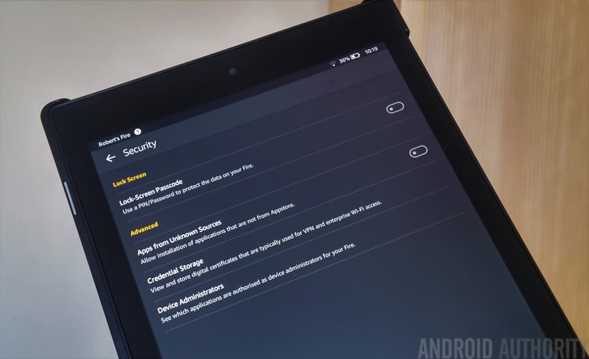 Amazon Fire Security Settings