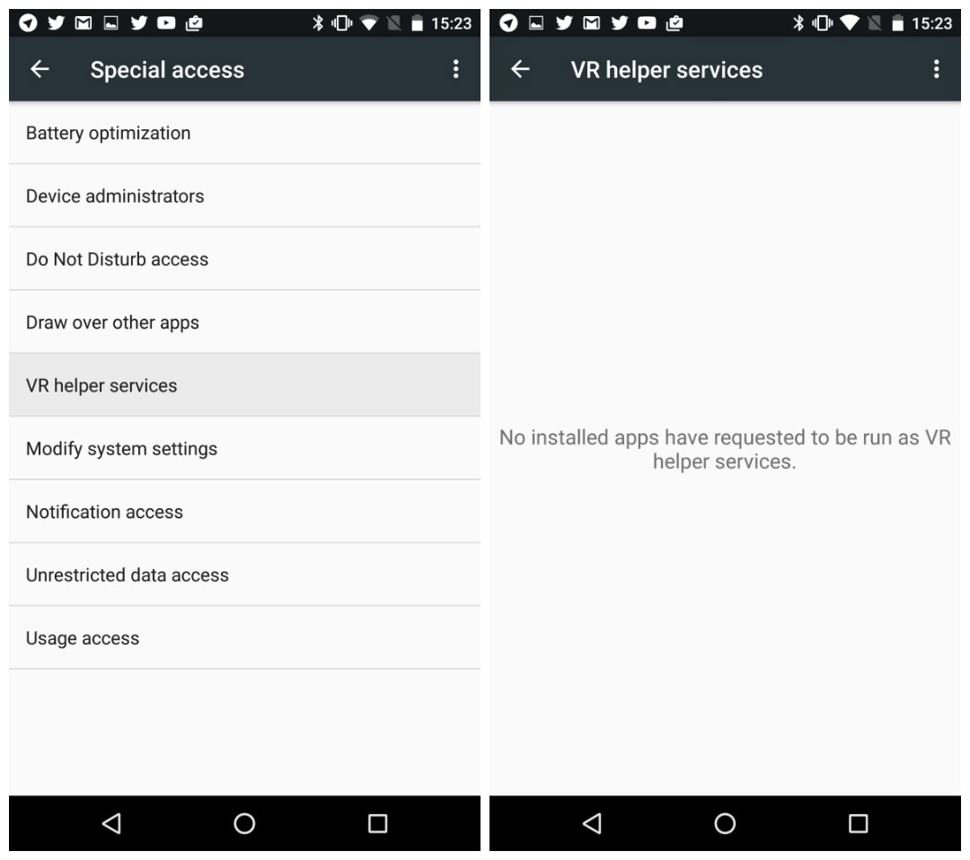 Android N Developer Preview 2 VR helper VR mode