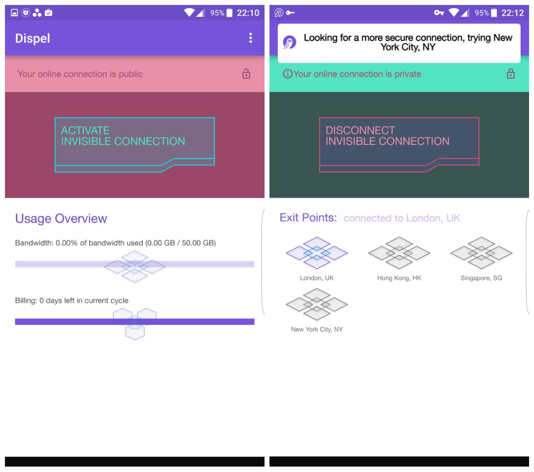Dispel Android app switching location