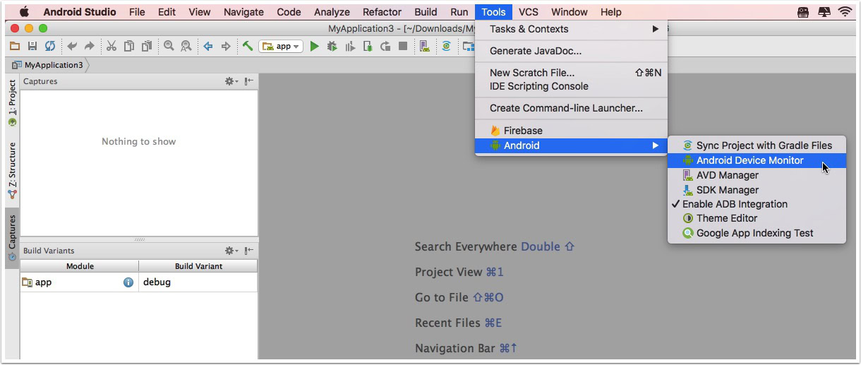 Launching Android Device Monitor