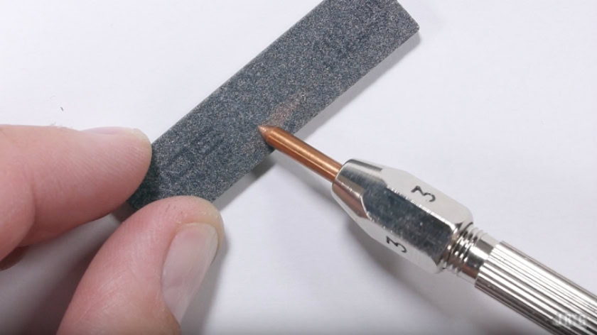 Samsung Galaxy Note 7 scratch test correction sharpening block Mohs pick