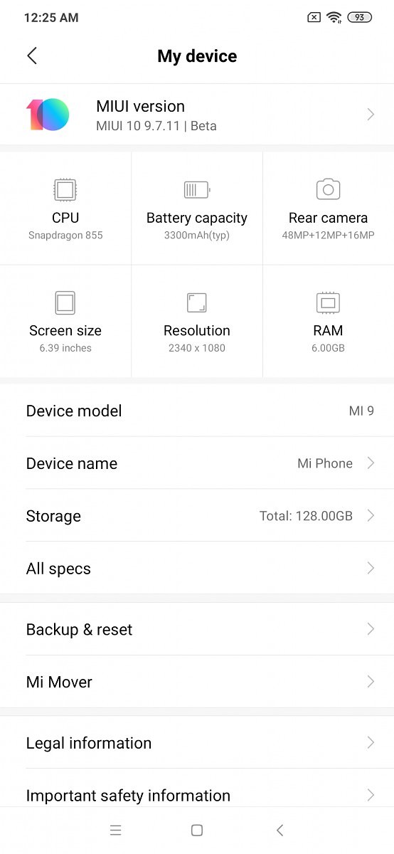 A screenshot of the new MIUI running over Android Q beta.