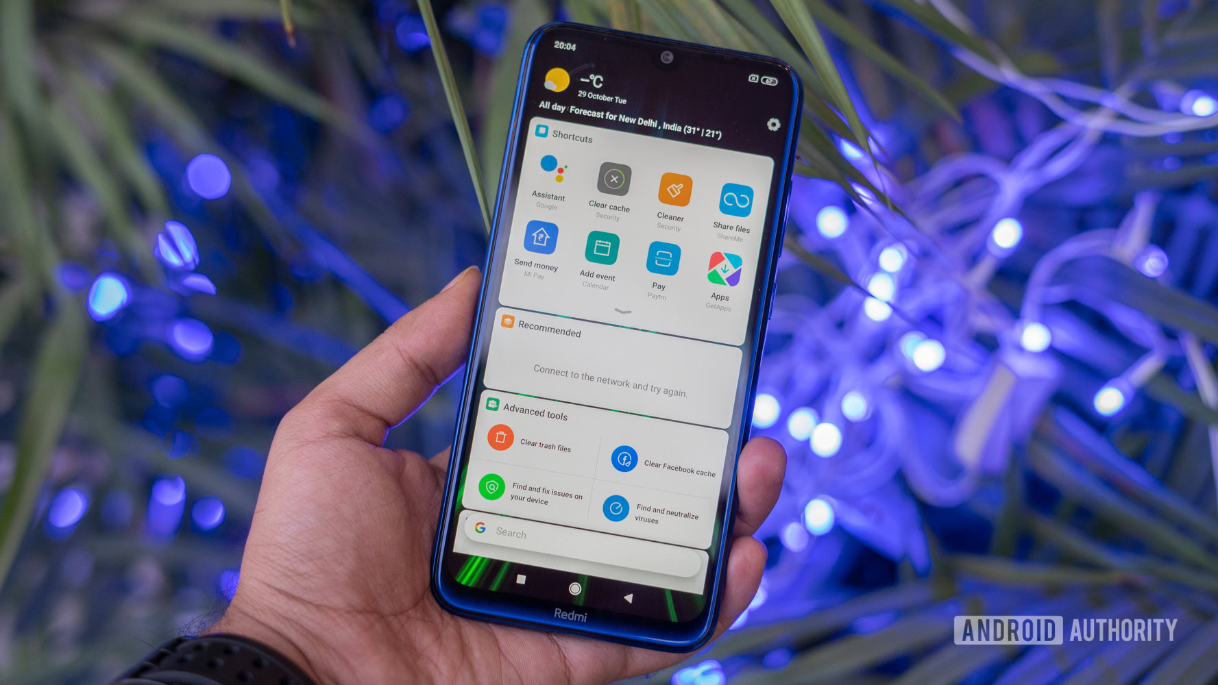 Redmi Note 8 displaying hub panel