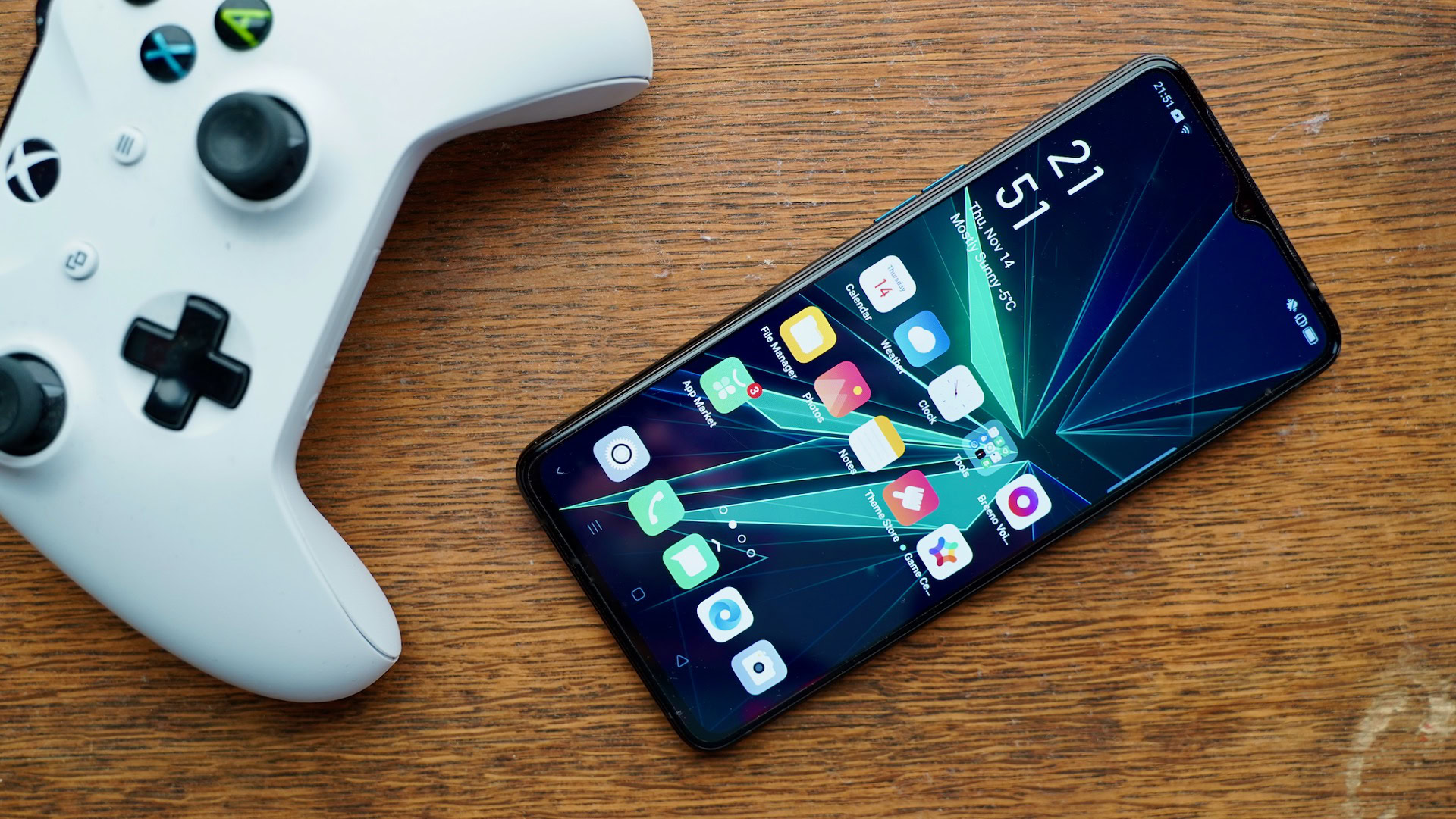 OPPO Reno Ace review front with game controller