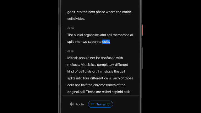 Google Recorder App transcription feature