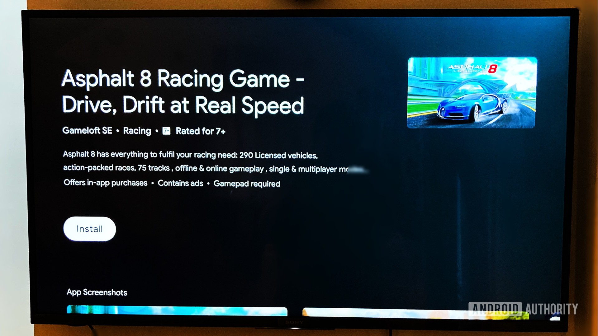 Android TV Game Installation Screen
