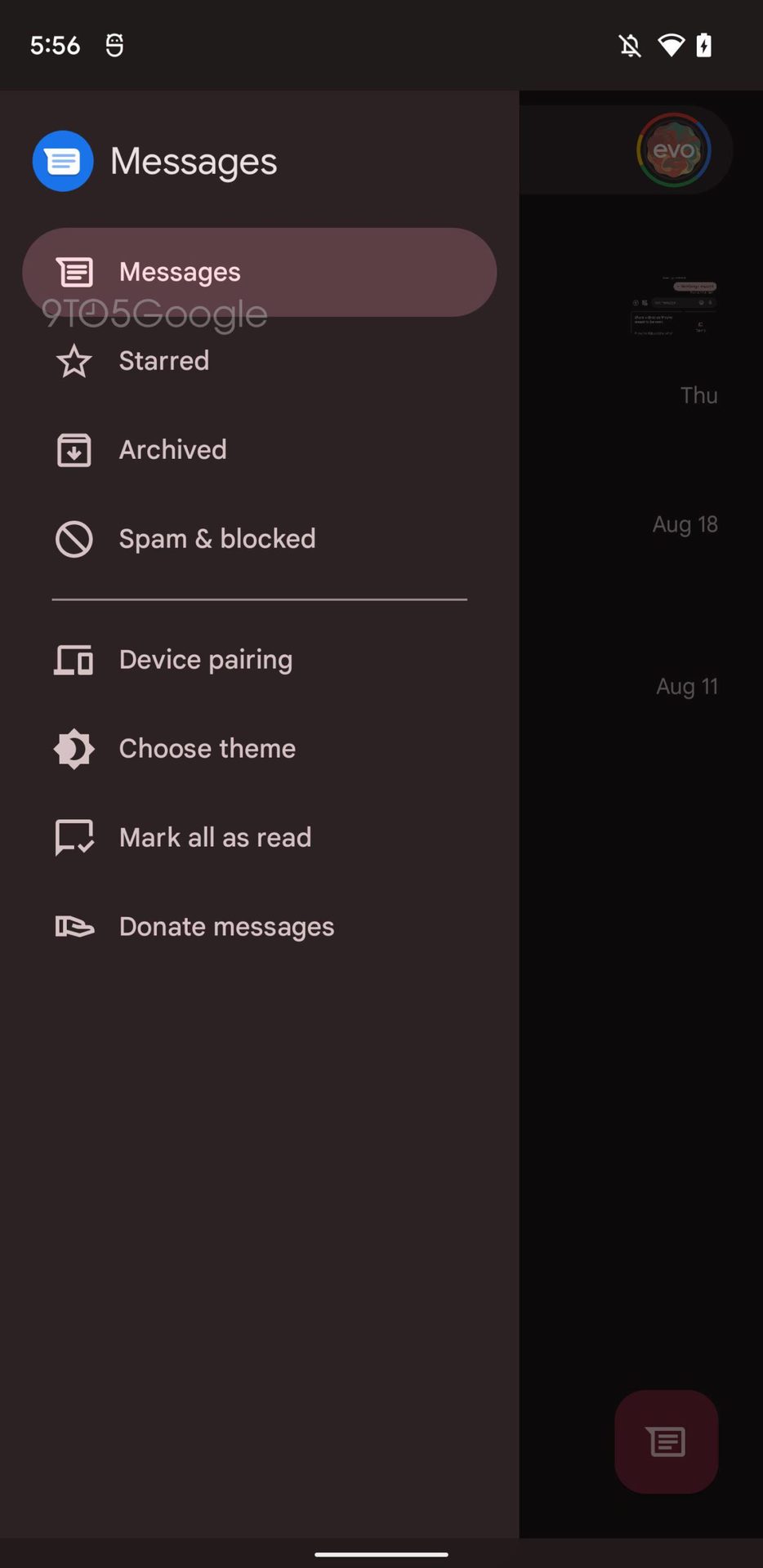 google messages nav drawer 1