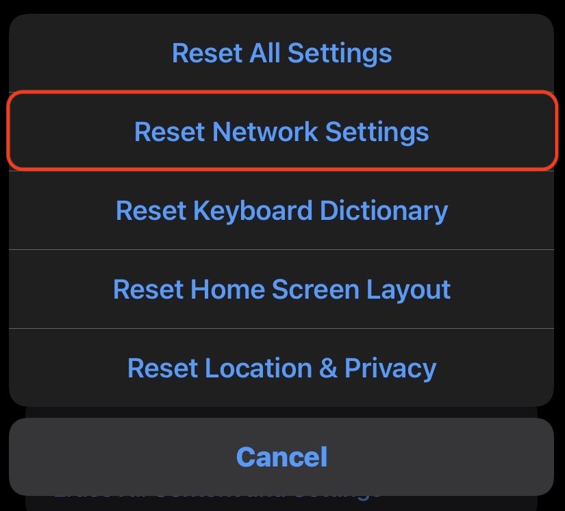 How to reset network settings on an iPhone