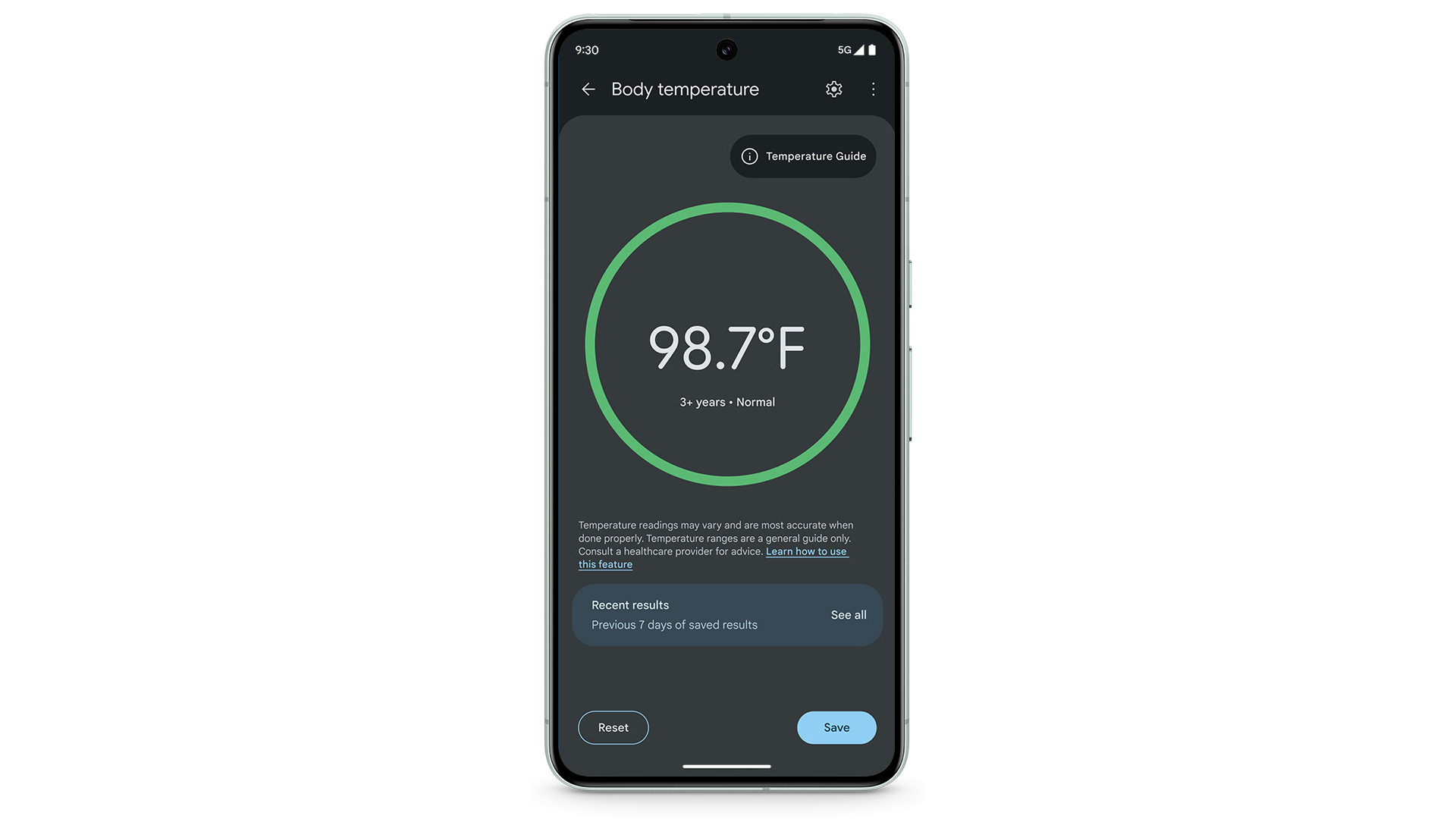 Pixel 8 Pro's Thermometer app, temperature sensor now work on people