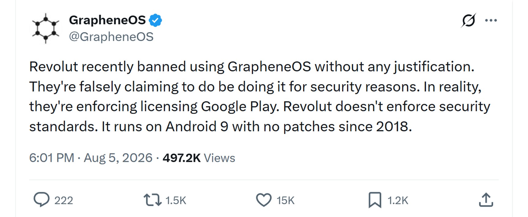 GrapheneOS X Post about Revolut GrapheneOS X Post about Revolut