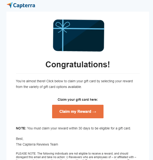 Free Amazon gift cards from Capterra How I got 200+ by reviewing apps