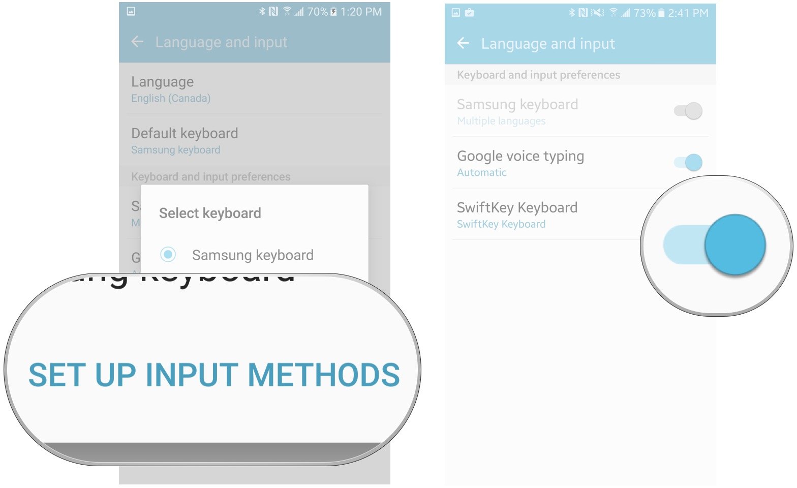 How to manage the language and input settings on the Samsung Galaxy S7