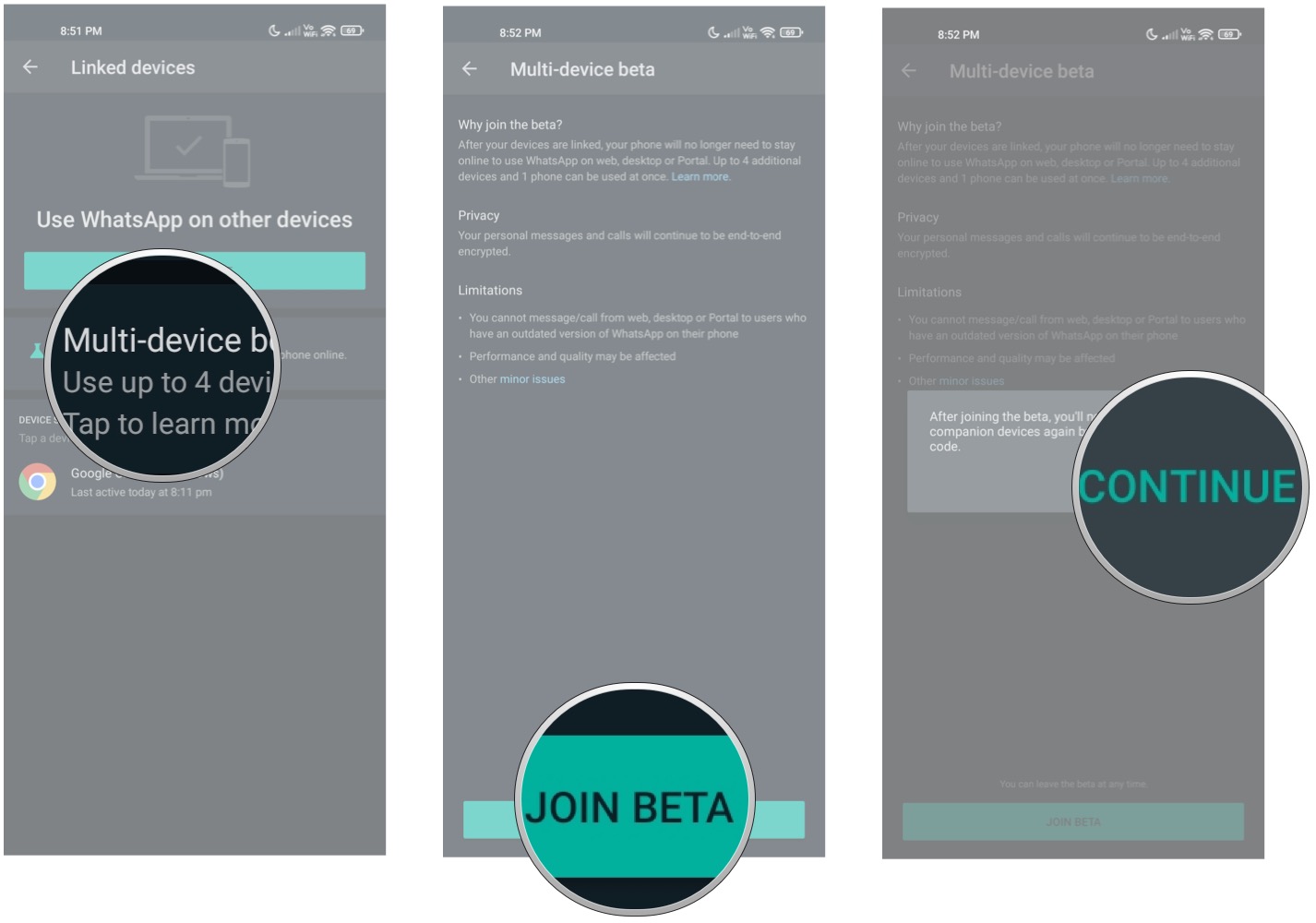 How to sign up for WhatsApp multidevice and log in to