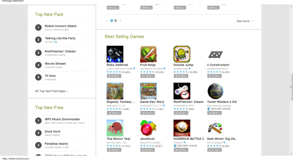 Updated Android Market Web Store