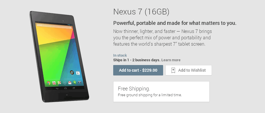 New Nexus 7 (2013) Available On The Google Play Store For Canadian