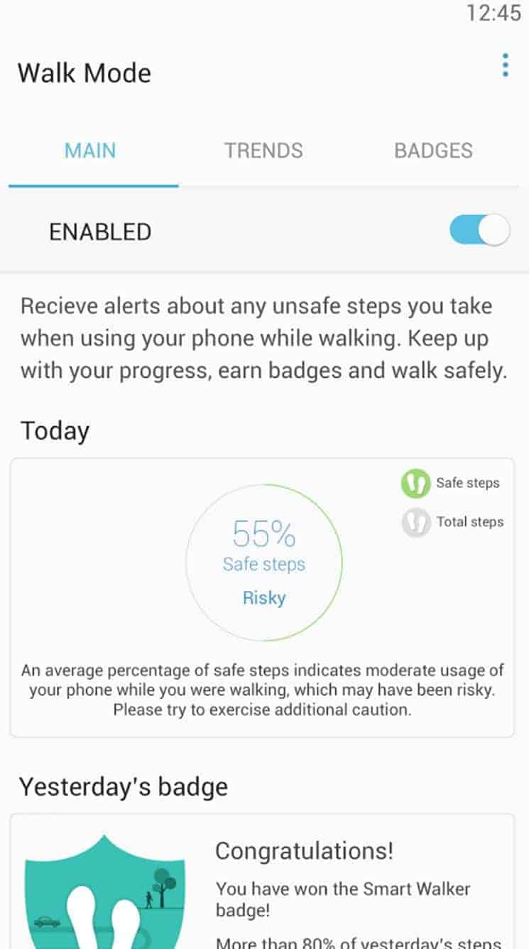 Samsung's Walk Mode App Wants To Stop You Using Your Phone