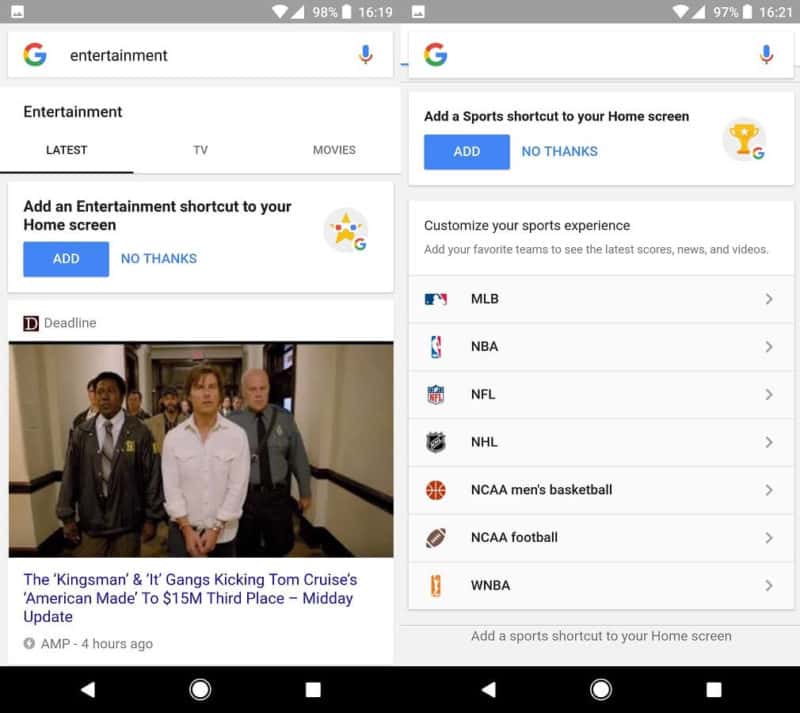 Google App Lets You Add Search Shortcuts To The Home Screen