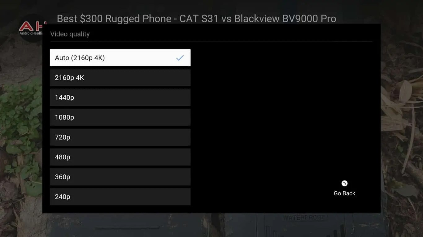 Android TV YouTube Video Quality Selection Slowly Returning