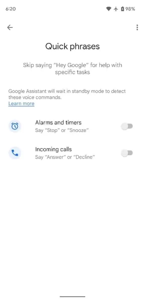 Google Assistant Quick Phrases Will Let You Answer Calls, Snooze Alarms