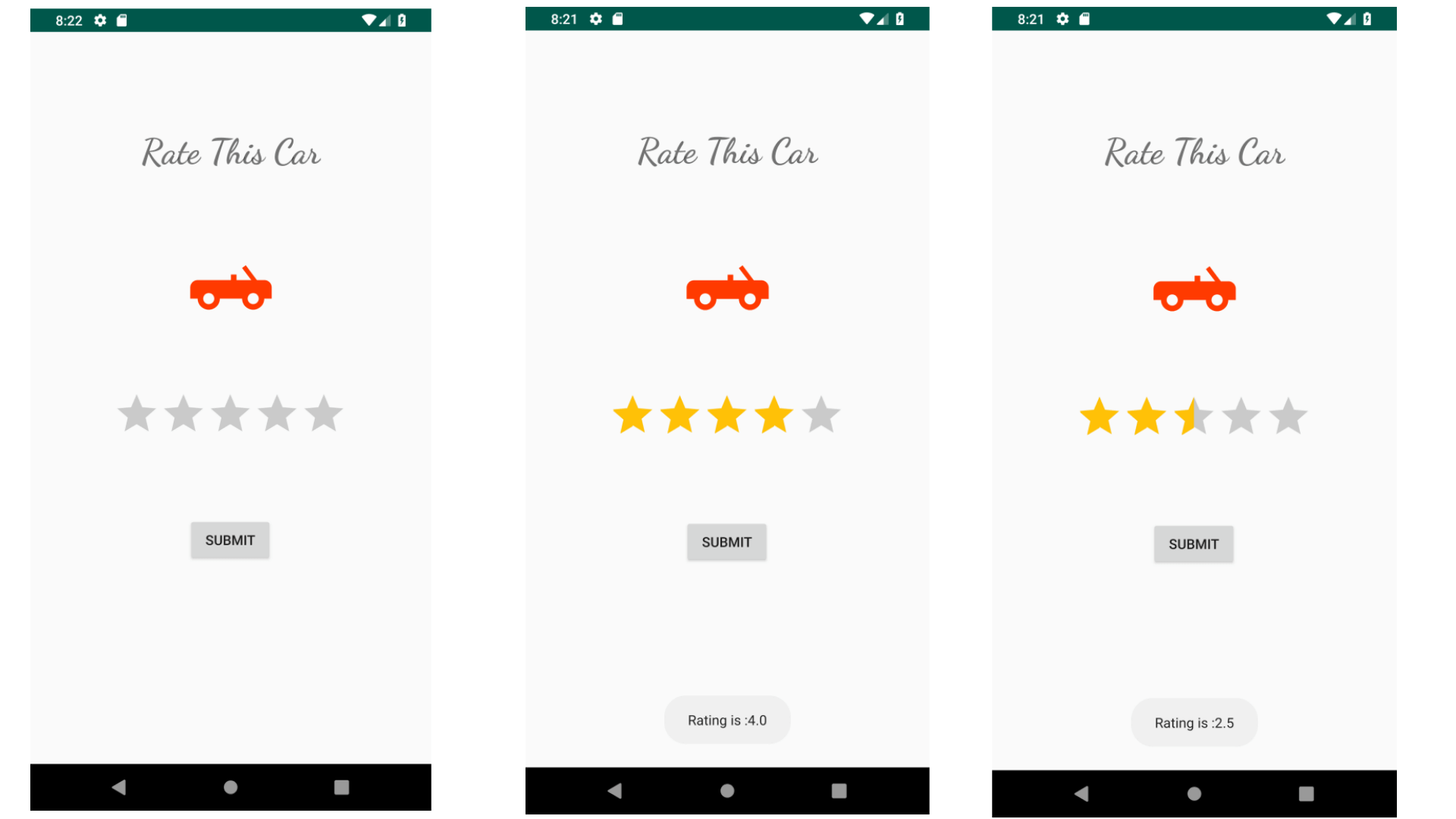 RatingBar In Android Studio Android Hire