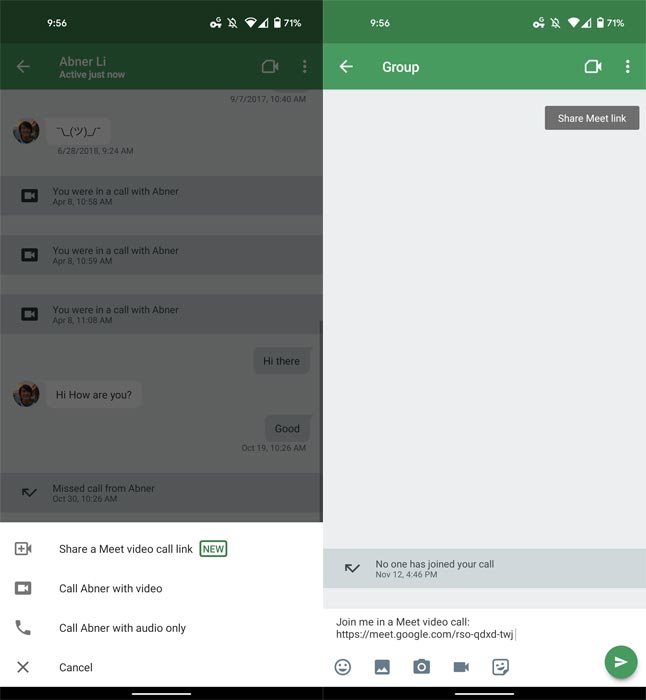Google Hangouts using Google Meet for making video calls