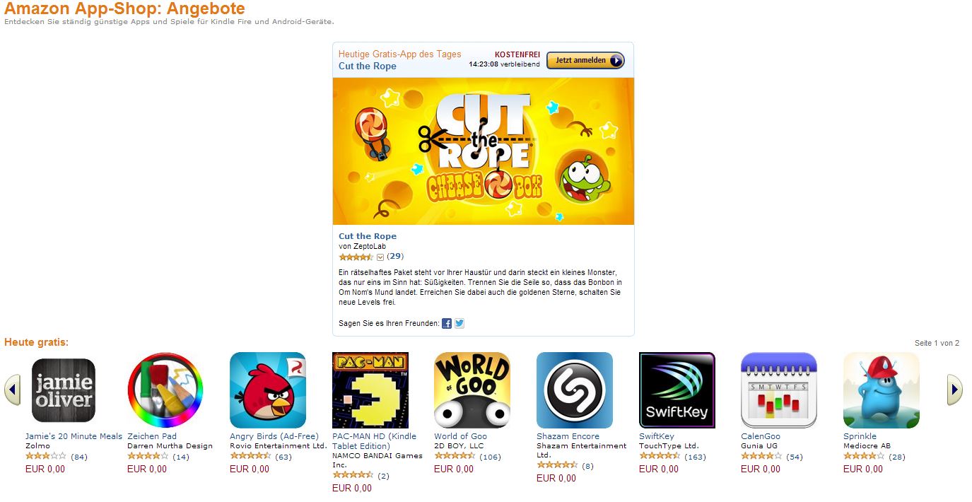 Amazon App StoreSpecial Heute 11 TopApps kostenlos abstauben