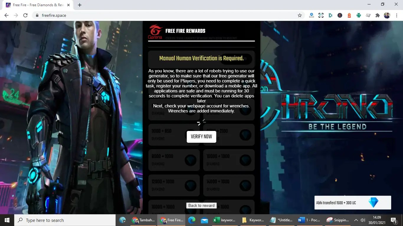 Waspada! Free Fire Space Menawarkan Diamond dan Item FF GRATIS