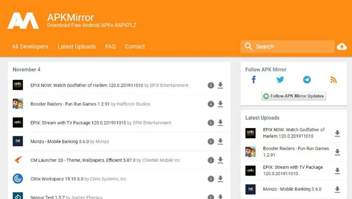 APK Mirror para suplantar Google Play